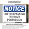 Signmission No Trespassing Without Permission OSHA Notice Sign, Vinyl Decal, 7in W x 5in L, 2PK OS-2PACK-NS-D-57-L-15005 - alternate 6